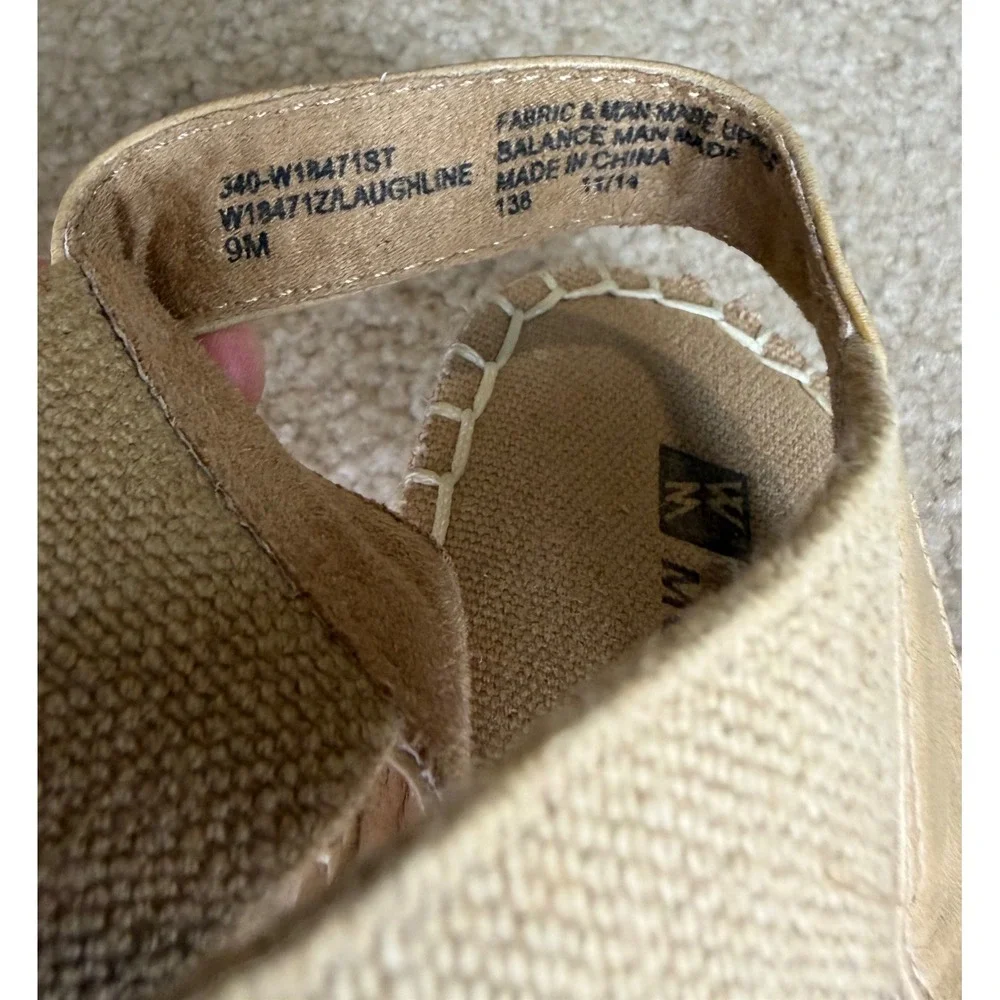White‎ Mountain Laughline Teal Blue Tan Espadrille Wedge Sandals Womens 9M